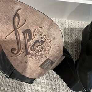 Black Leather Boots with Embossed Sole